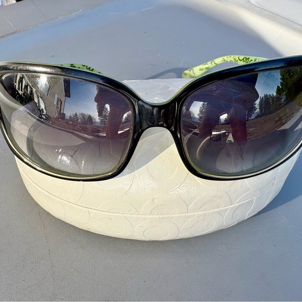 Coach Black Sunglasses with Lime Green  Accents